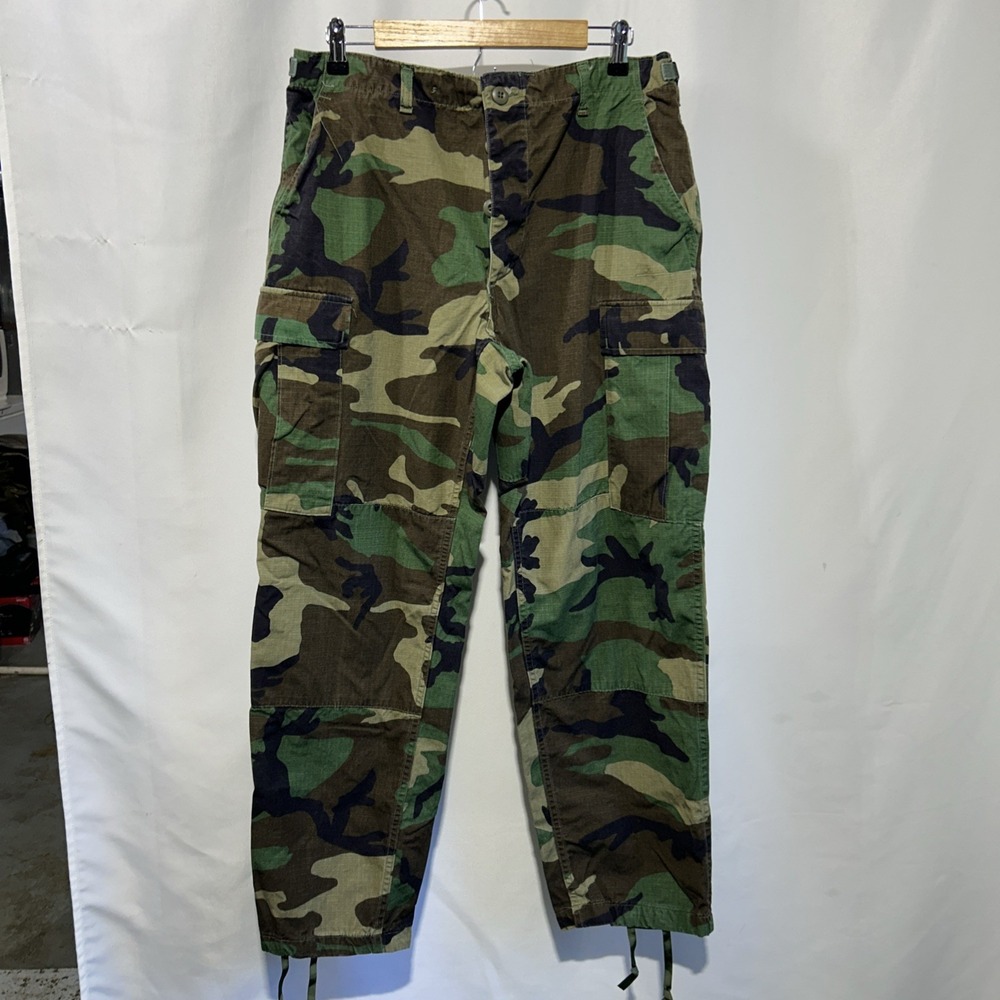US Military Cargo Pants Mens Medium Regular Woodland Camo Hot Weather BDU
